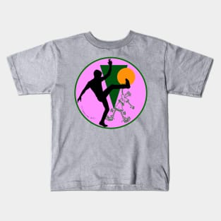 80s 90s Fido Dido Round Geometric Graphic Design | Pink & Green Colors Cartoon on the Famous Liquor Kids T-Shirt